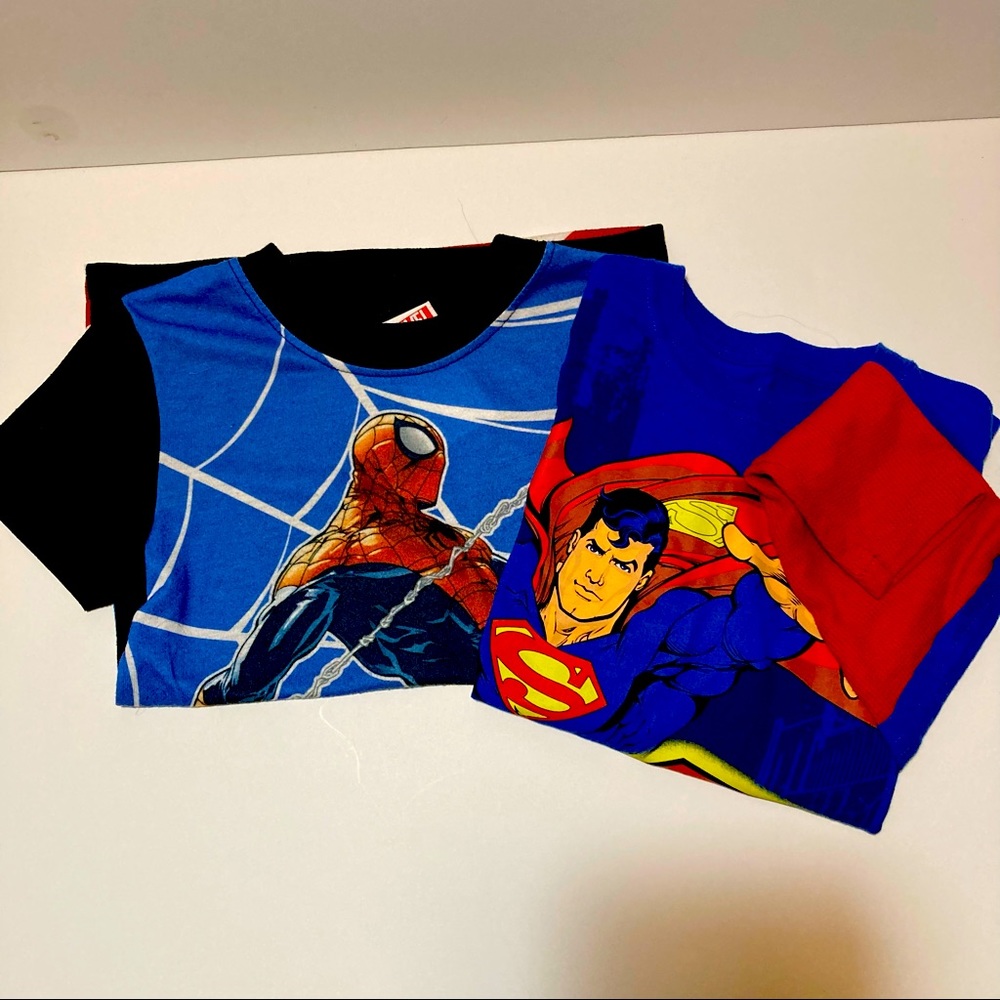 Superman long sleeve shirt & Spider-Man pj top